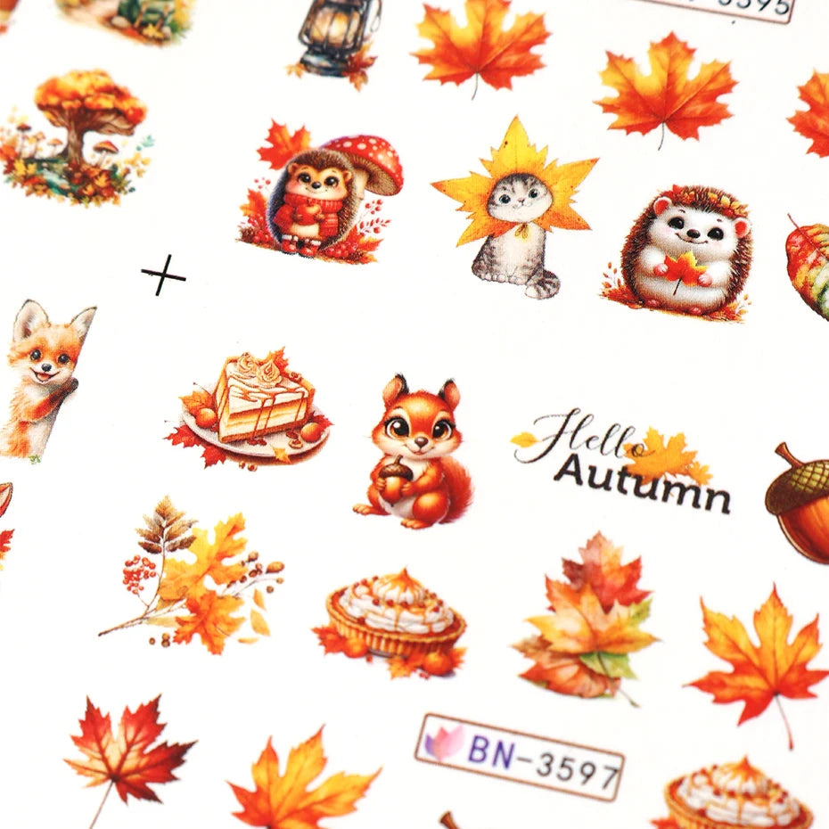 Autumn Woodland Nail Art Water Transfer Decals