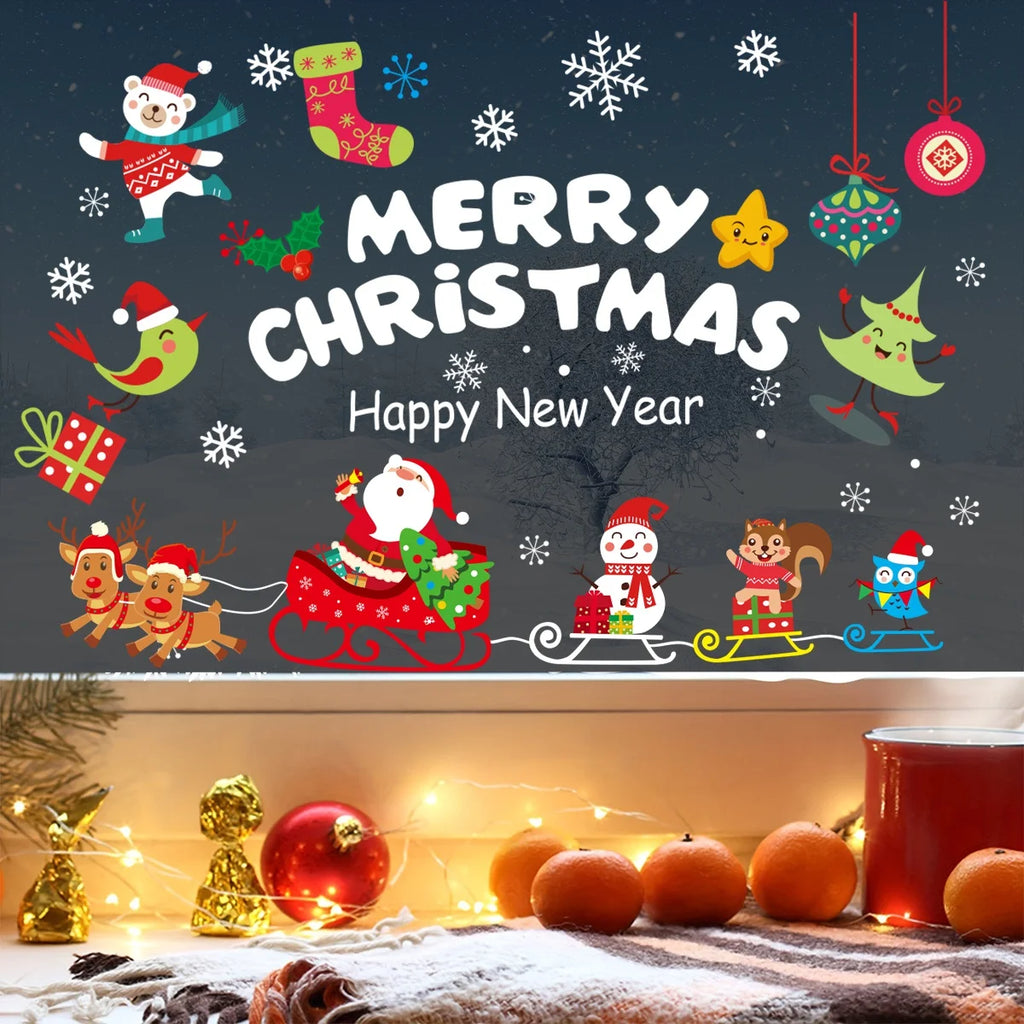 Santa Sleigh Christmas Window Stickers - view 4 - LOWZY