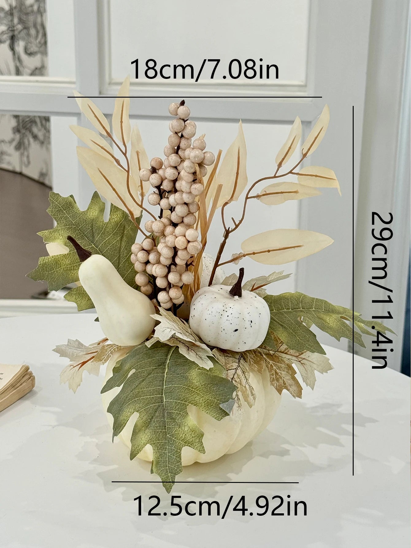 Artificial Pumpkin & Maple Leaf Autumn Decoration – 29 cm