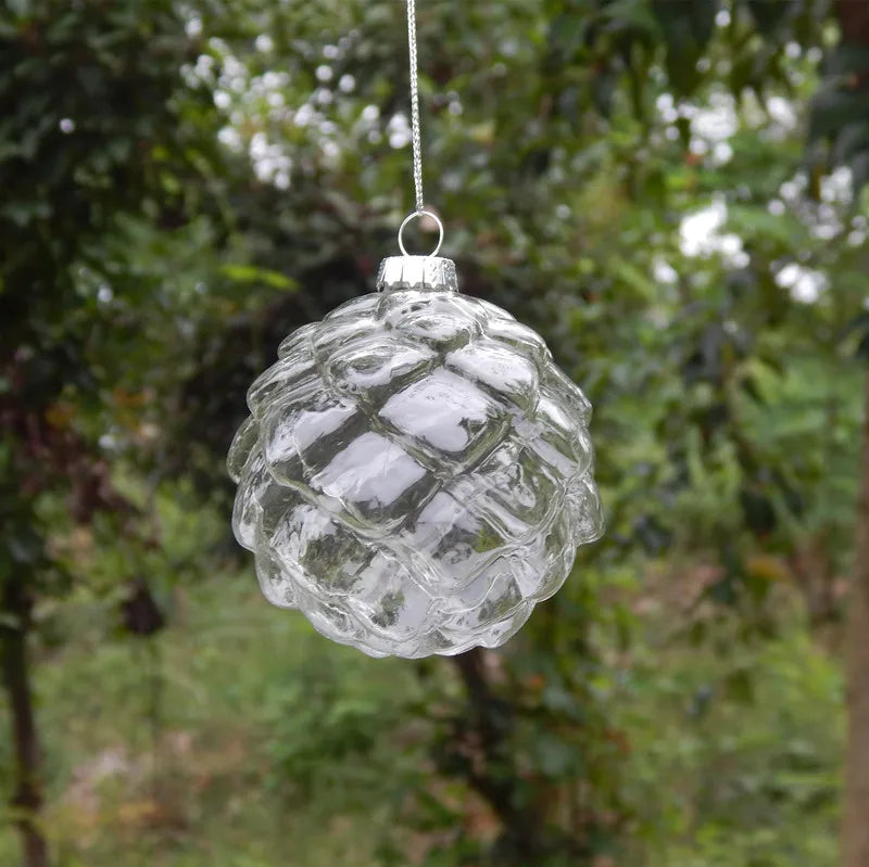 Ribbed Glass Christmas Drop Ornament - 18 - LOWZY