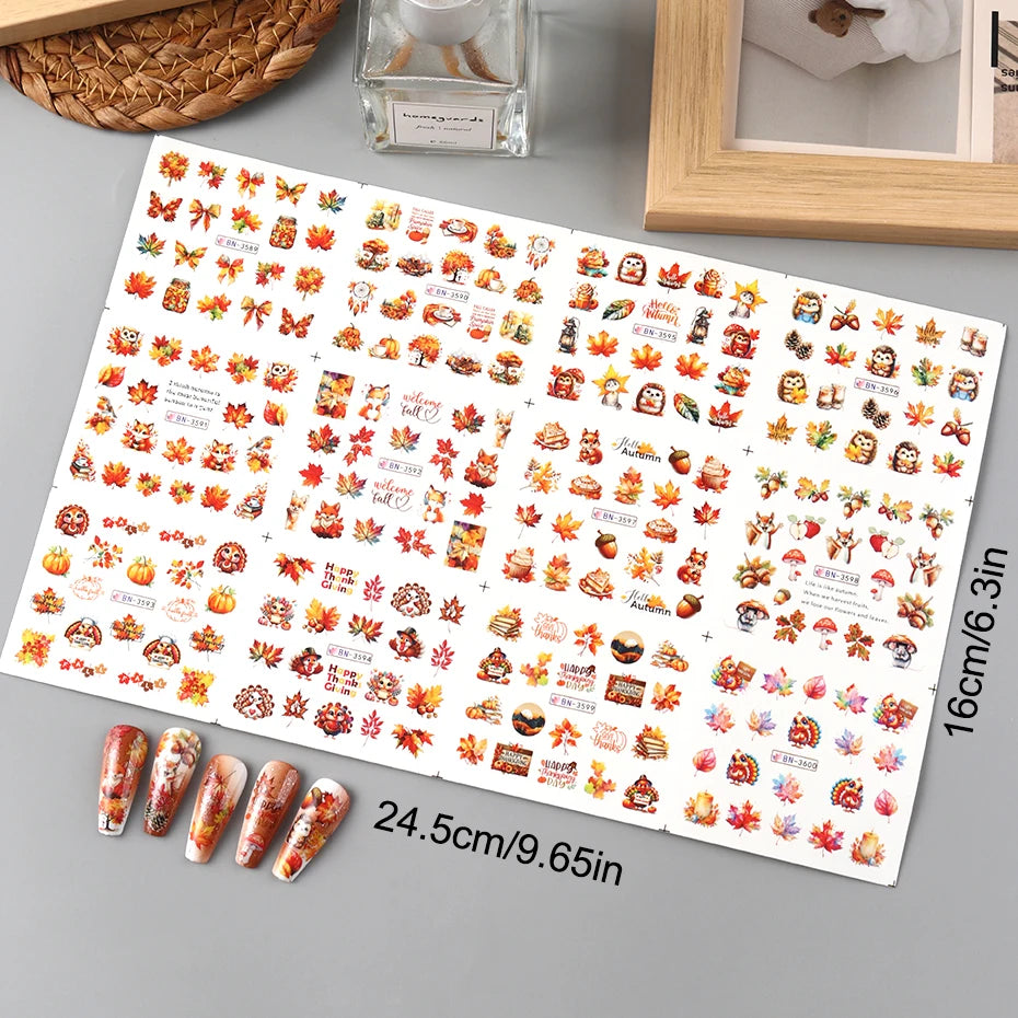 Autumn Woodland Nail Art Water Transfer Decals
