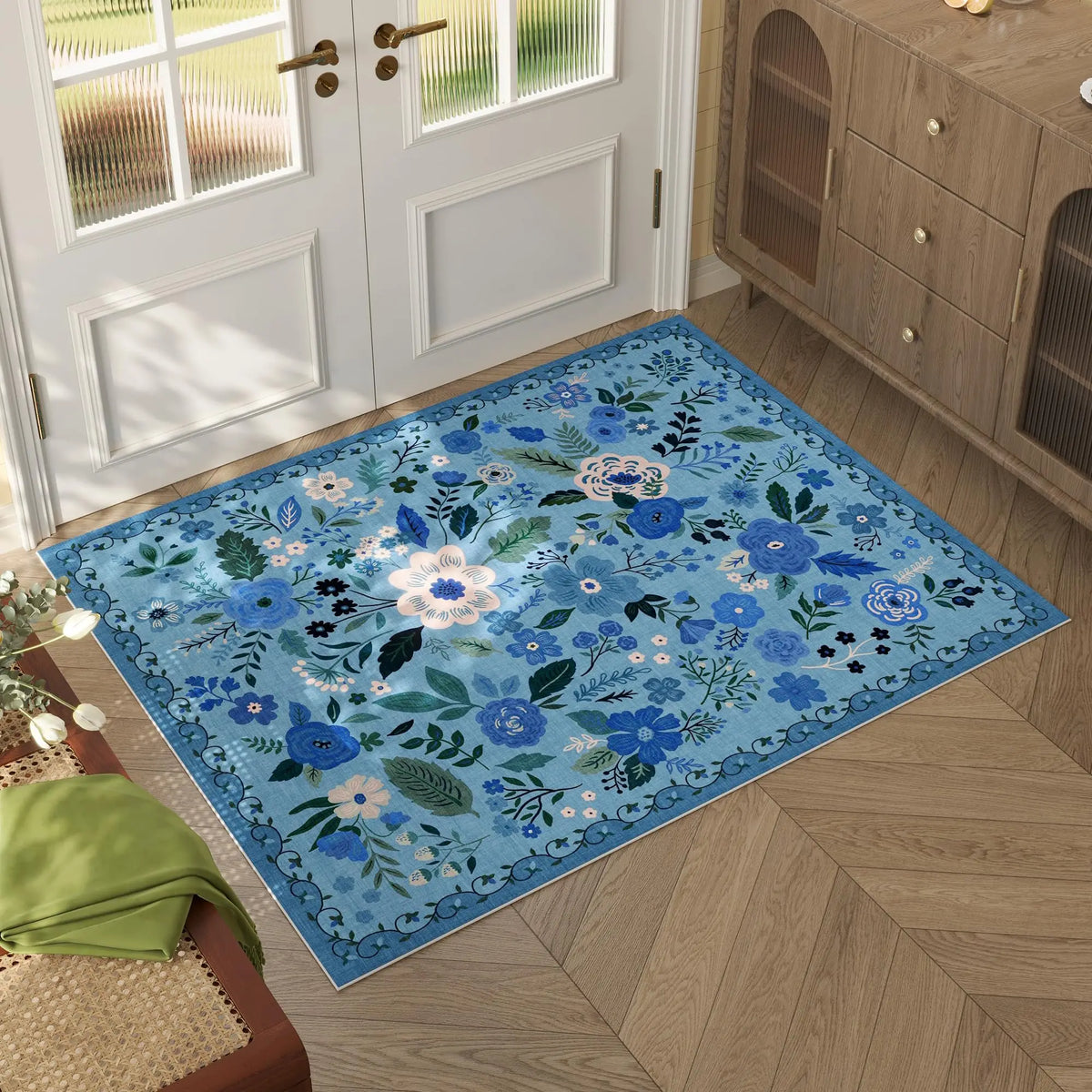 VIKAMA Boho Floral Washable Doormat
