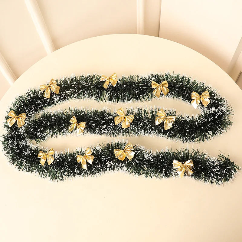 4m Christmas Tinsel Garland with Bows - LOWZY