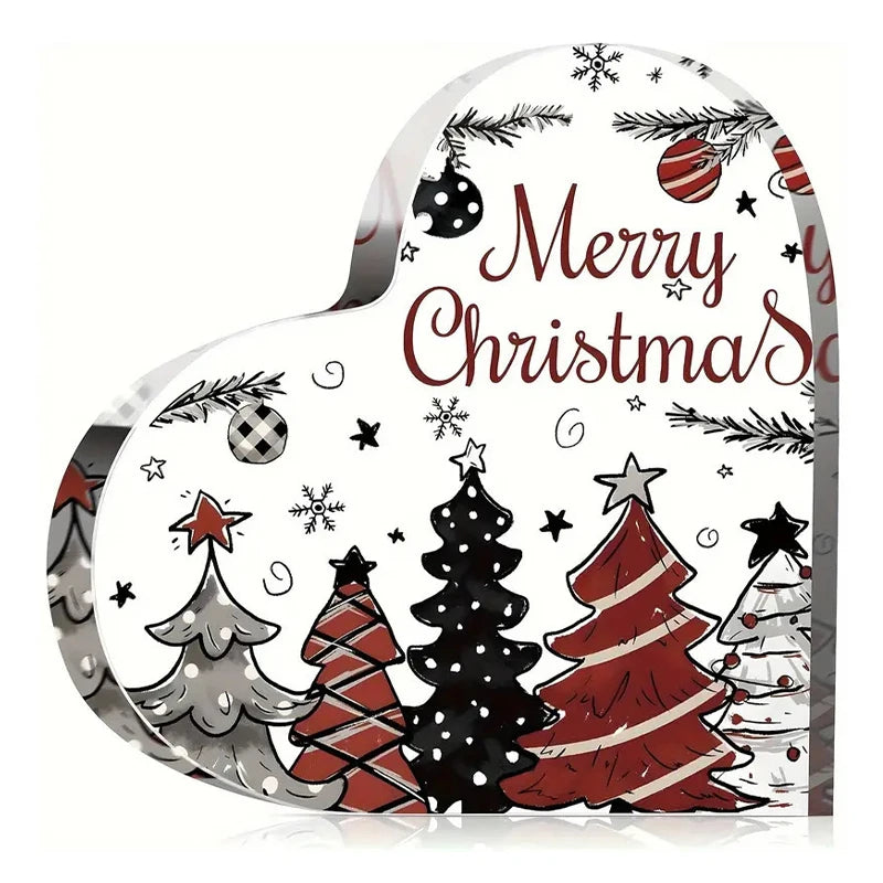 Acrylic Christmas Heart Table Decoration - LOWZY