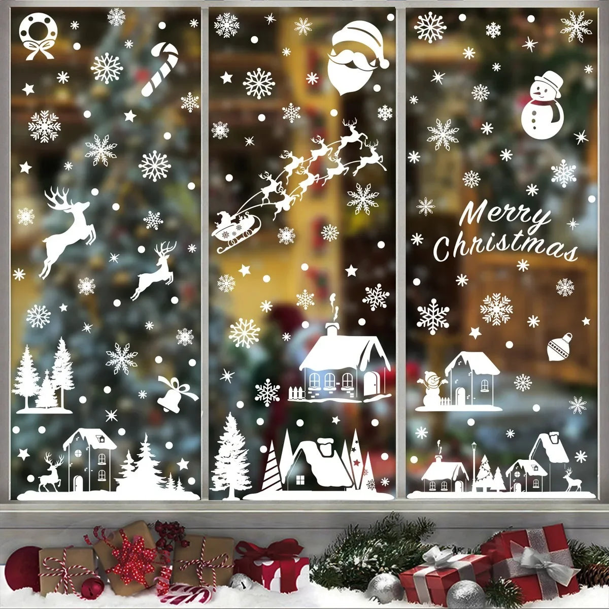 White Christmas Village Window Stickers - I - LOWZY
