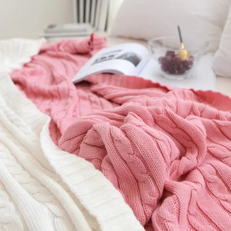 100% Cotton Knitted Throw Blanket – 2 Sizes – 4 / 110x180cm
