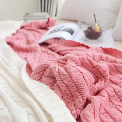 100% Cotton Knitted Throw Blanket – 2 Sizes – 4 / 110x180cm