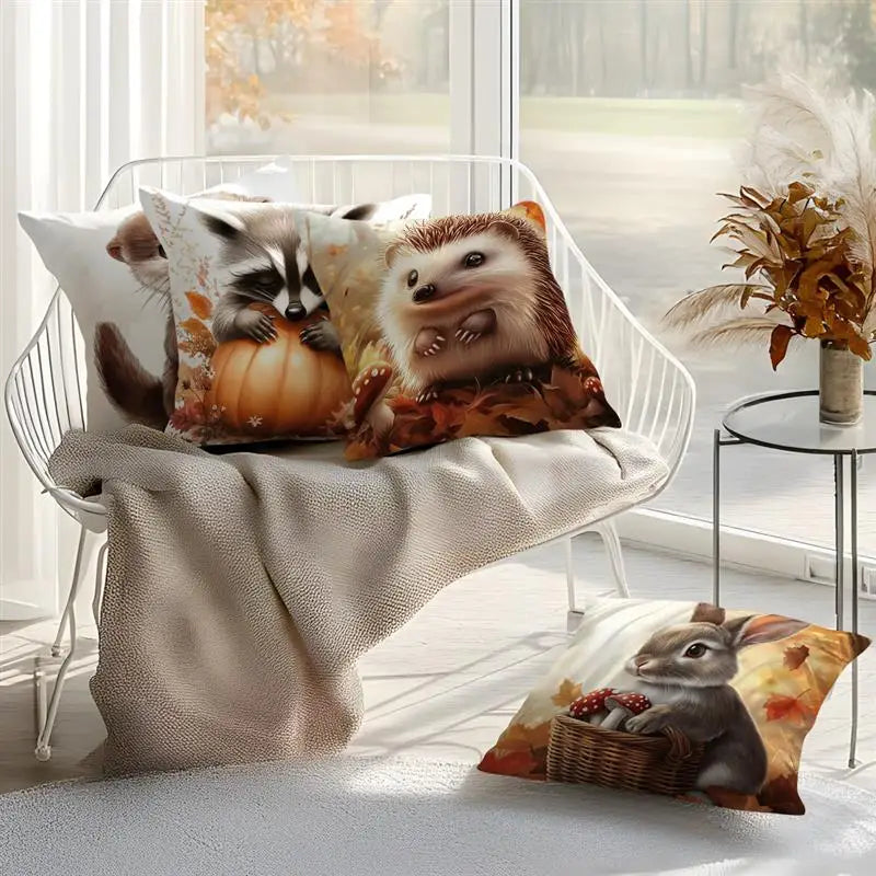 Autumn Woodland Animal Cushion Cover – 40–60 cm