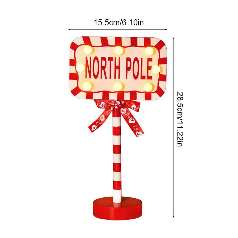 LED Santa Stop Here Street Sign - LOWZY