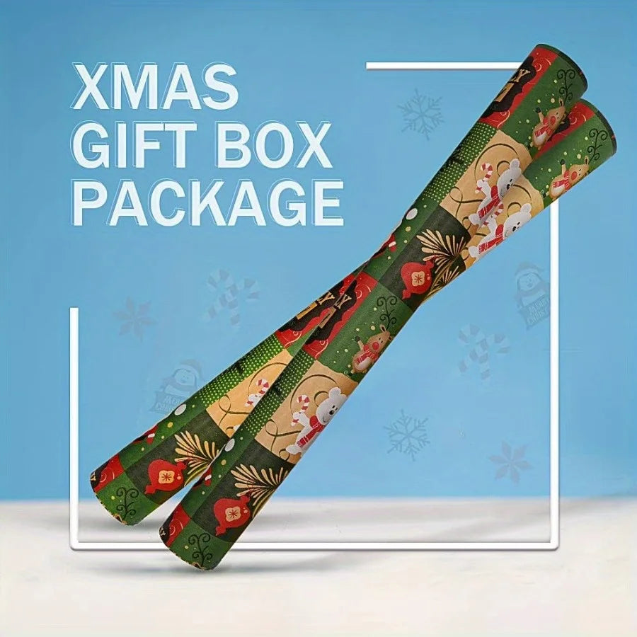 Festive Kraft Christmas Wrapping Paper Roll - LOWZY