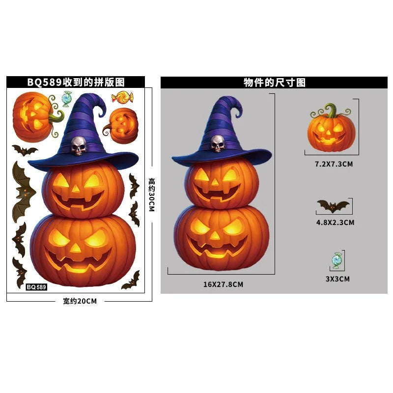 Halloween Window Stickers – Pumpkins, Bats & Ghosts