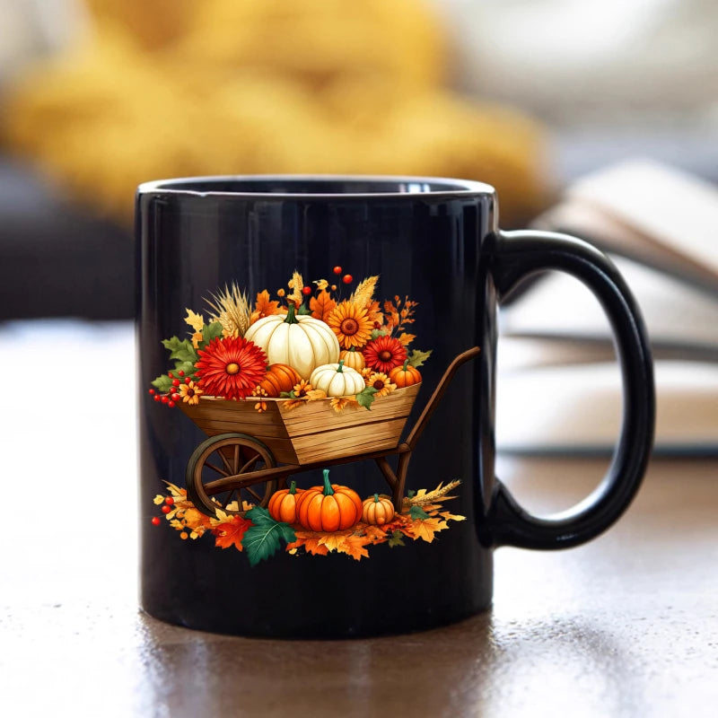 Autumn Harvest Ceramic Mug – Pumpkin Cart Design