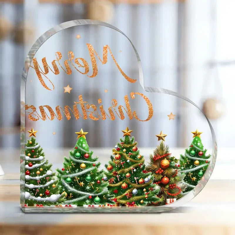 Acrylic Christmas Heart Table Decoration - LOWZY