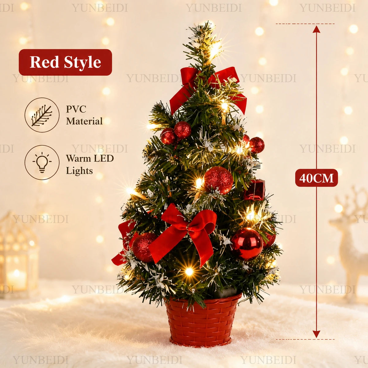 40cm LED Mini Artificial Christmas Tree - LOWZY