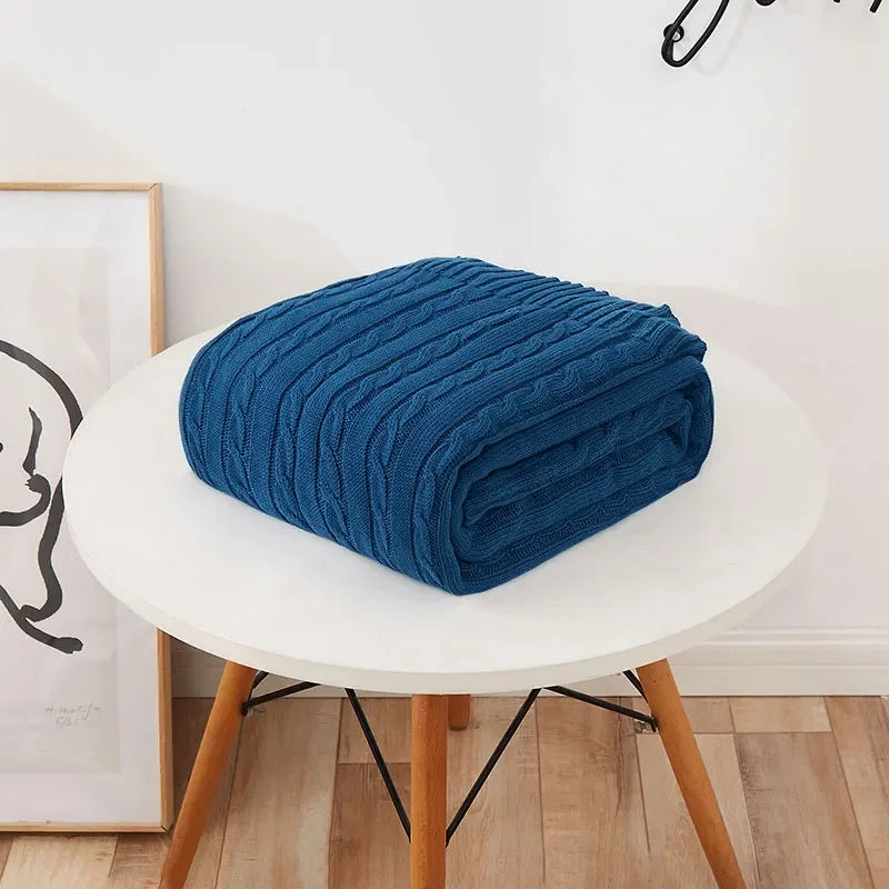 100% Cotton Knitted Throw Blanket – 2 Sizes – 7 / 180x200cm