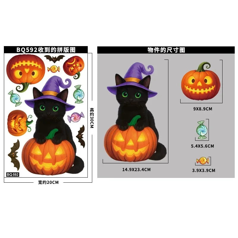 Halloween Window Stickers – Pumpkins, Bats & Ghosts