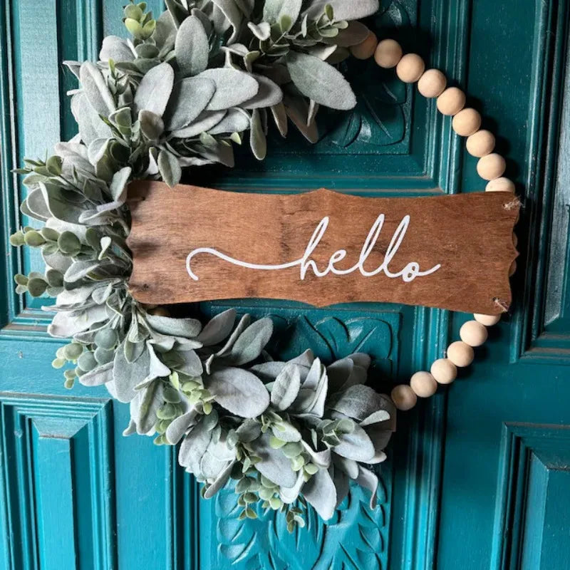 autumn wooden bead flower wreath wall decoration