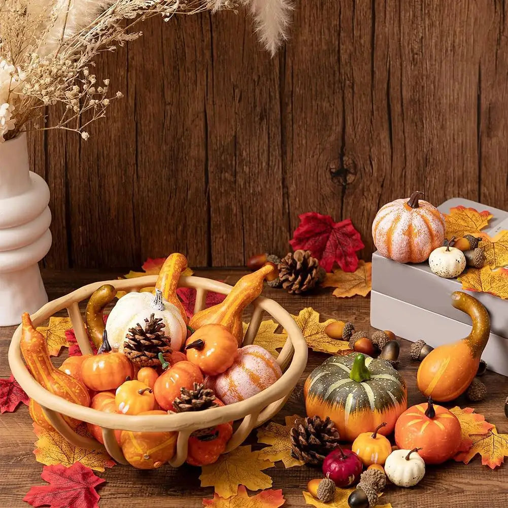fifty piece autumn harvest decoration set with pumpkins and leaves