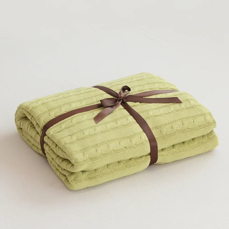 100% Cotton Knitted Throw Blanket – 2 Sizes – 1 / 180x200cm