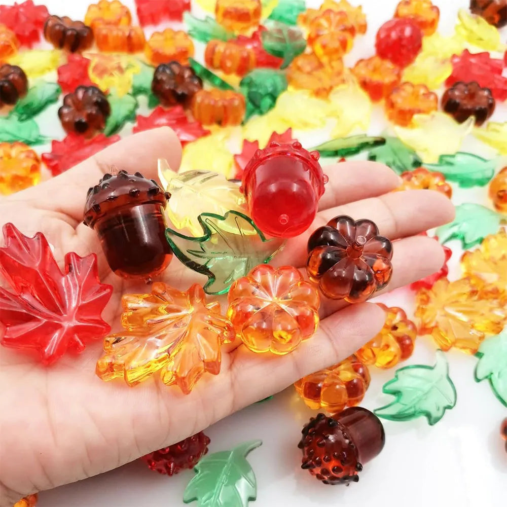 120-Piece Autumn Vase Filler – Pumpkins, Leaves & Acorns