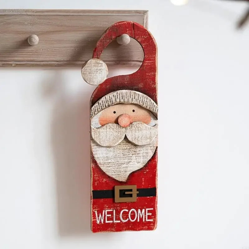 Wooden Christmas Door Hanging Plaque - LOWZY