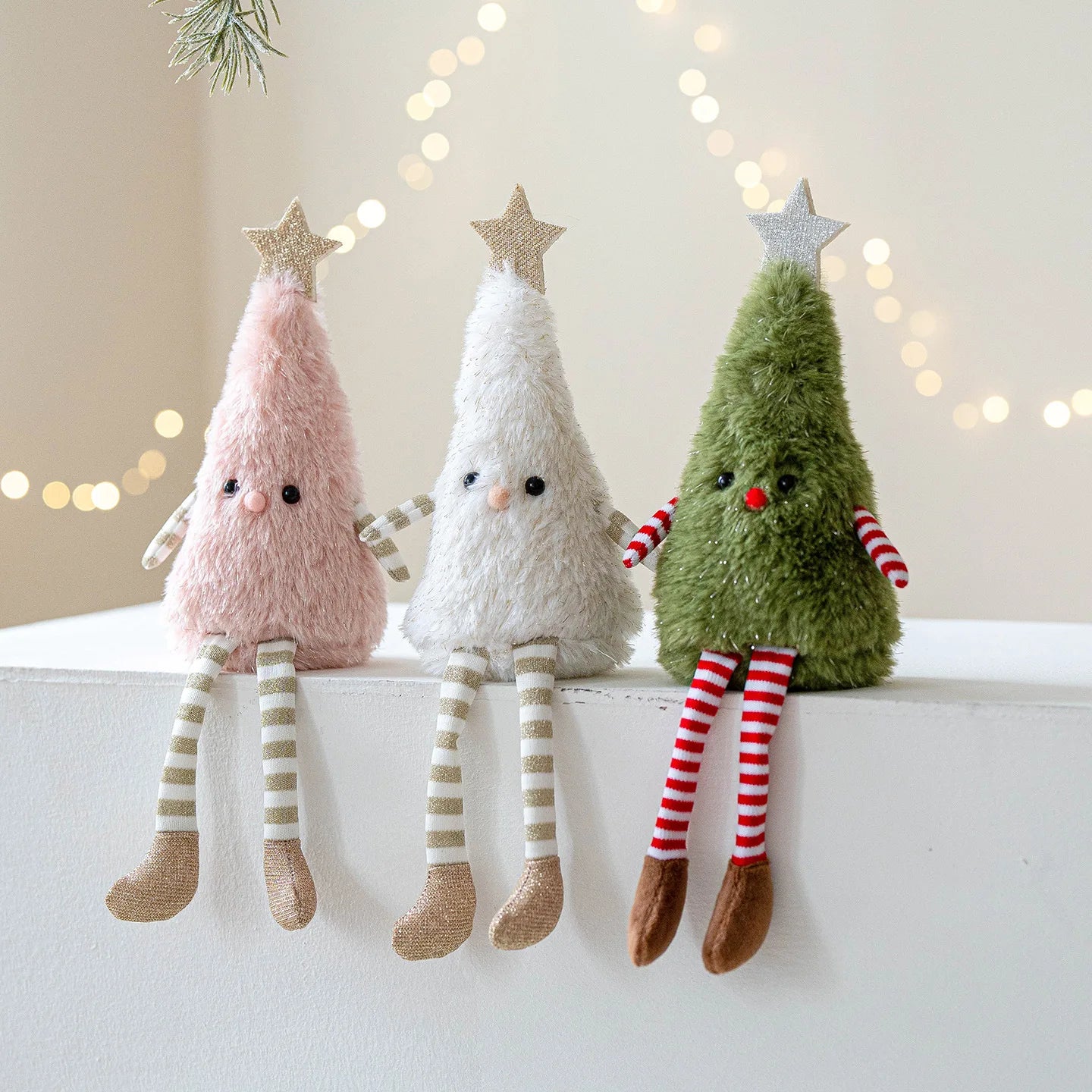 Plush Christmas Tree Doll – White or Green Festive Décor