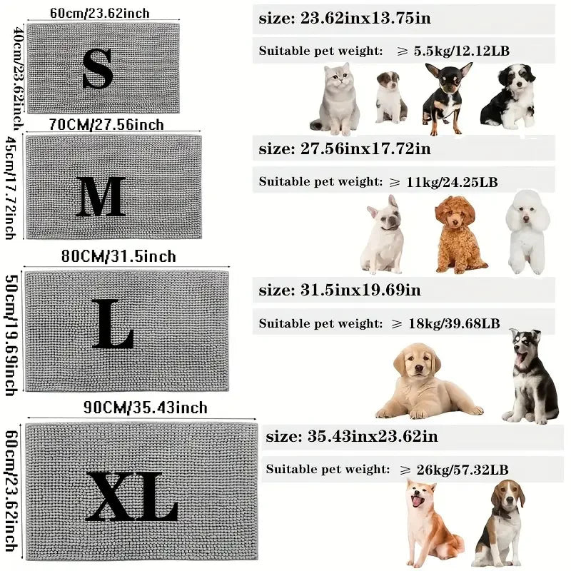 Grey Washable Dog Doormat for Muddy Paws
