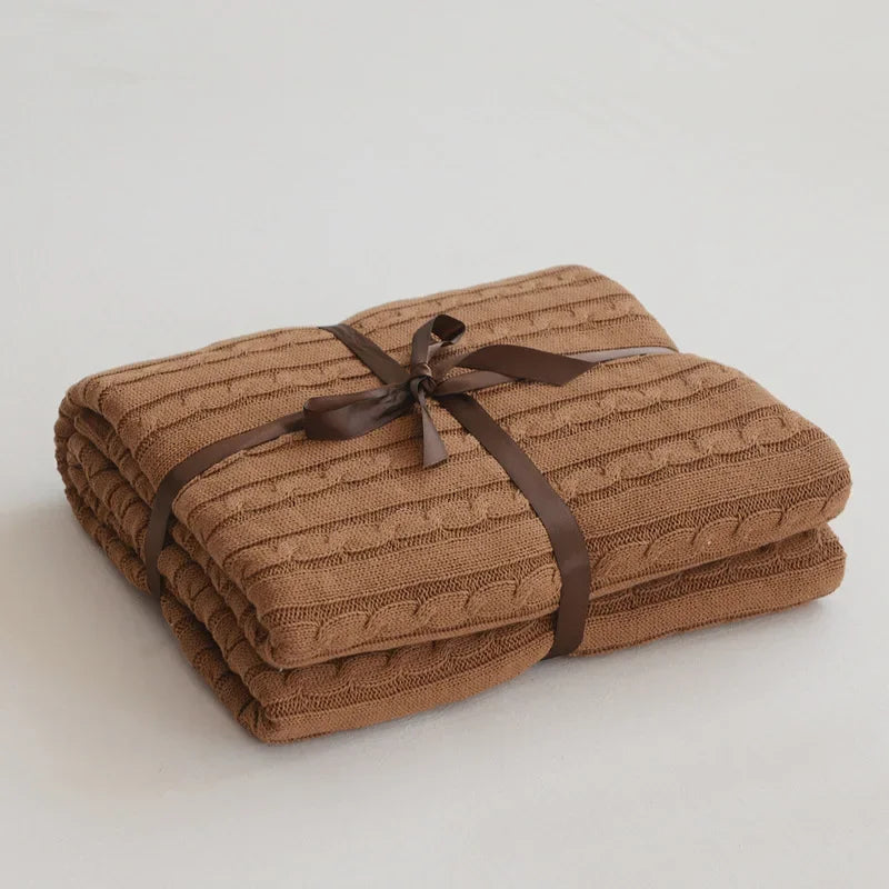 100% Cotton Knitted Throw Blanket – 2 Sizes – 7 / 110x180cm