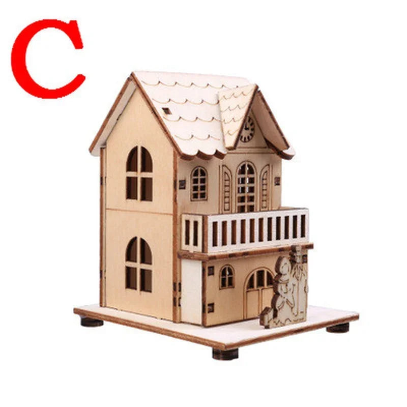 Wooden LED Christmas House – Festive Cabin Decoration