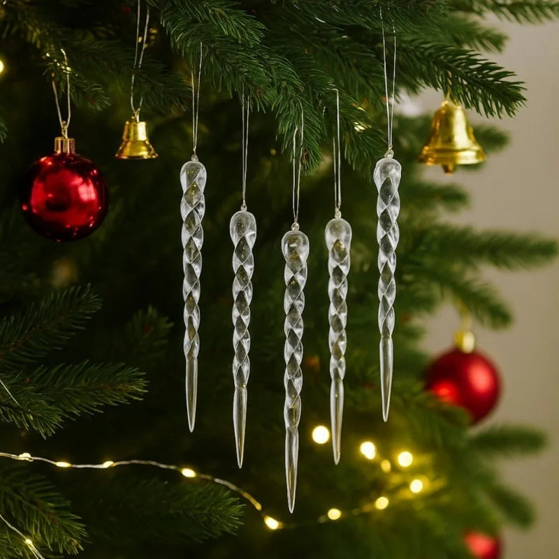Clear Glass Icicle Ornaments – 12, 24 or 36 Pack - 13cm - LOWZY