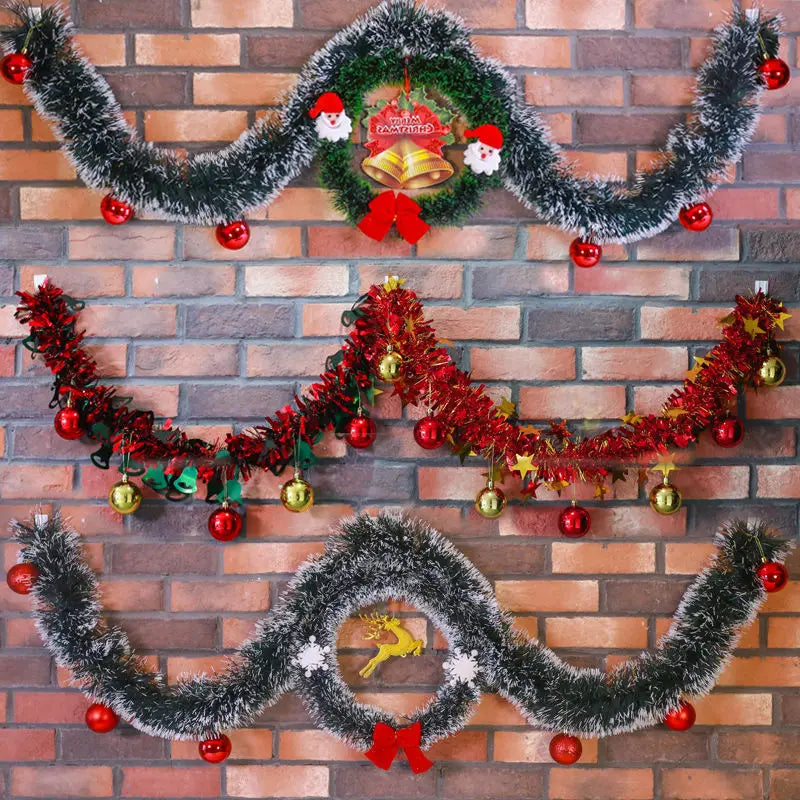 4m Christmas Tinsel Garland with Bows - LOWZY