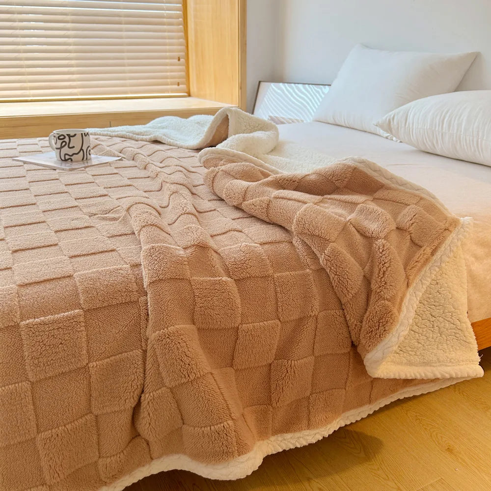 Double-Sided Sherpa Fleece Blanket – 4 Sizes – Matcha green / 100x150cm