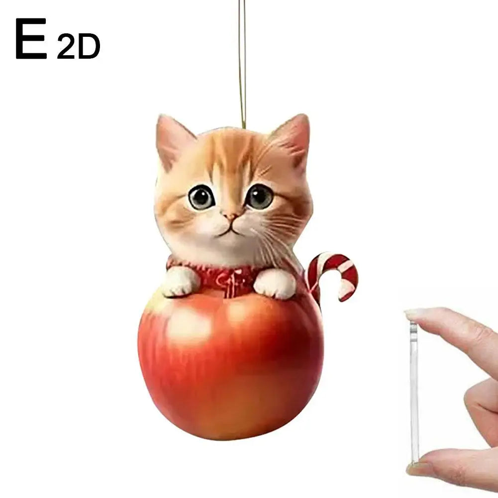 Acrylic Cat Christmas Tree Ornament - LOWZY