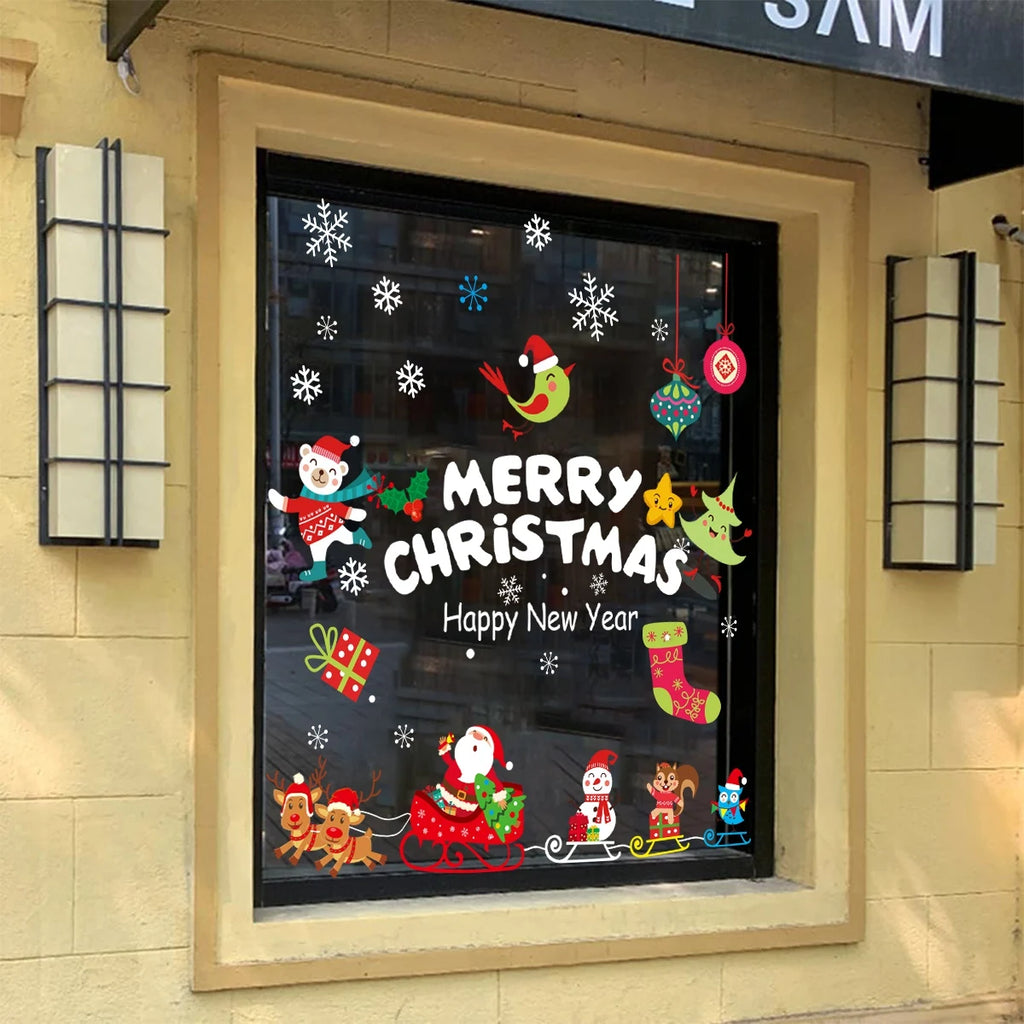 Santa Sleigh Christmas Window Stickers - view 2 - LOWZY