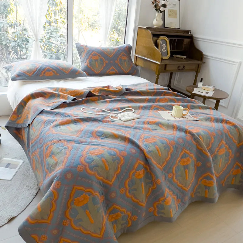 Vintage Cotton Jacquard Blanket & Pillow Towel Options – Romantic / 200x230cm Blanket