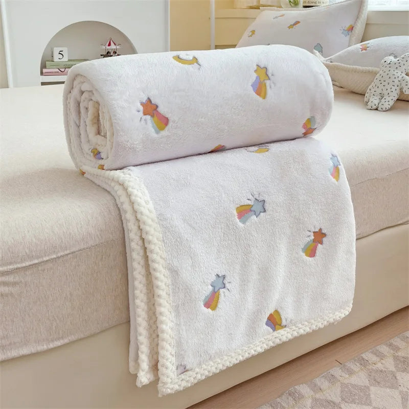 Cartoon Flannel Baby Blanket – Pushchair & Nap Throw – Blue duck / 100x150cm