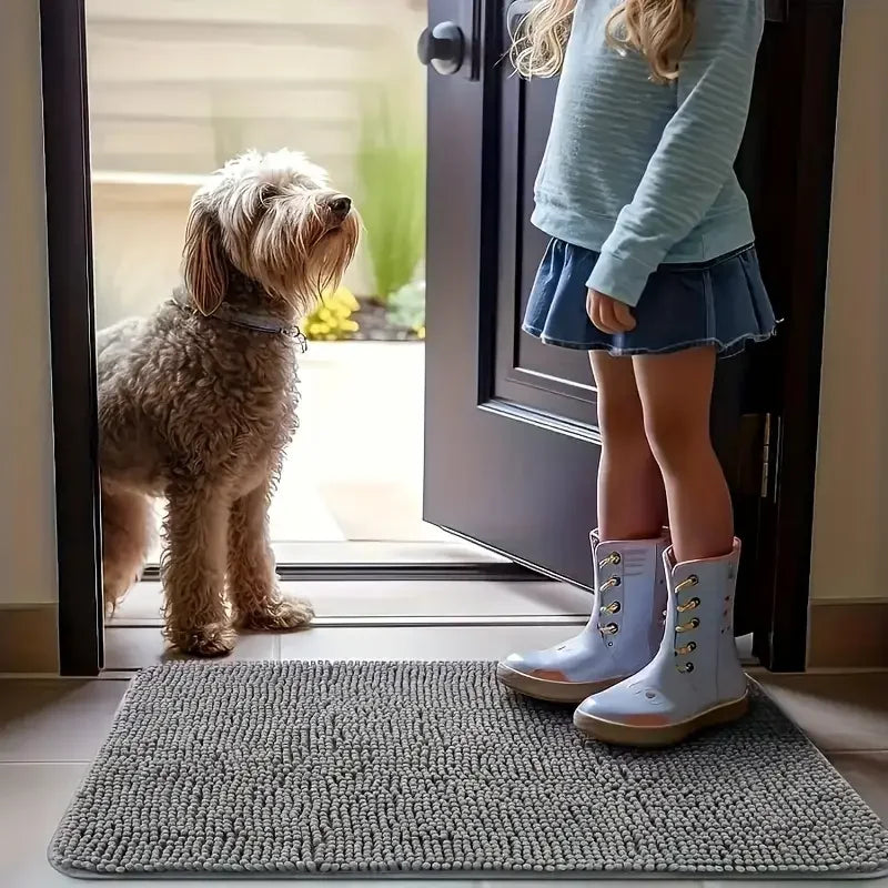 Grey Washable Dog Doormat for Muddy Paws