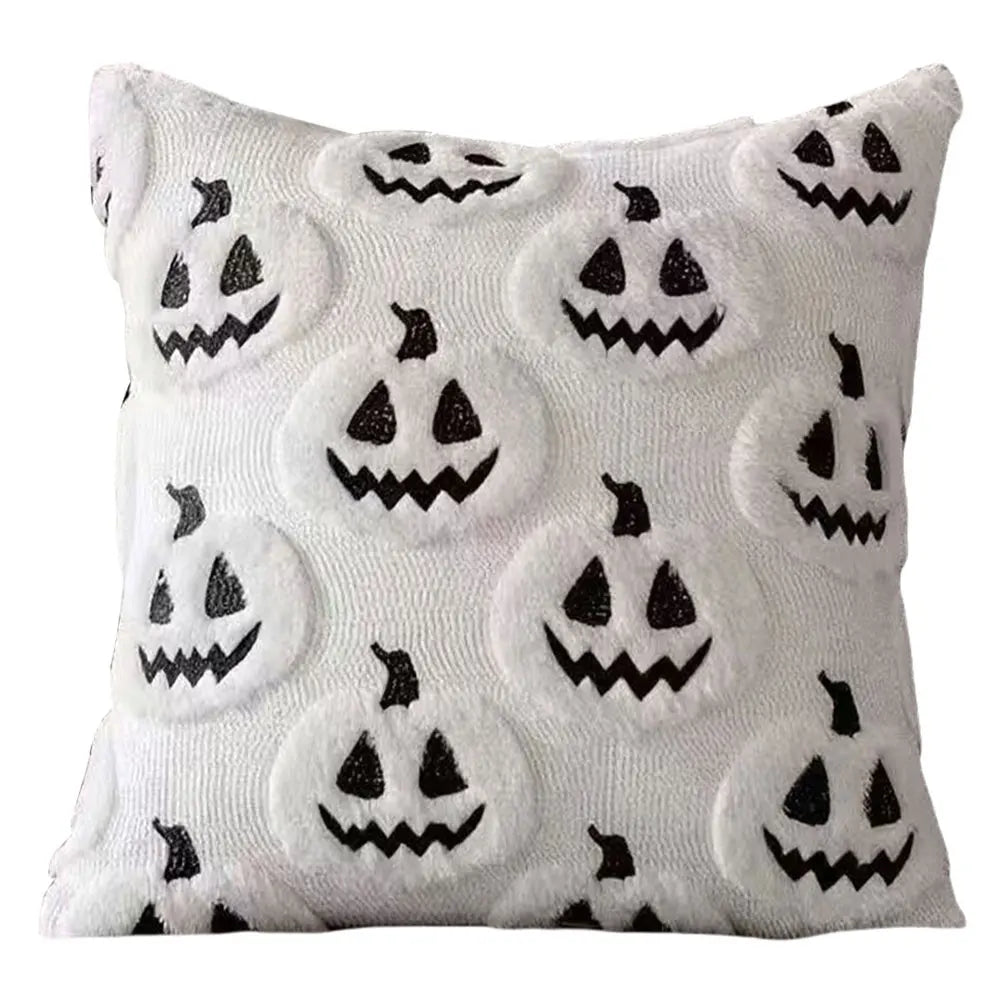 Halloween Plush Cushion Cover – Ghost, Pumpkin & Bat 45cm