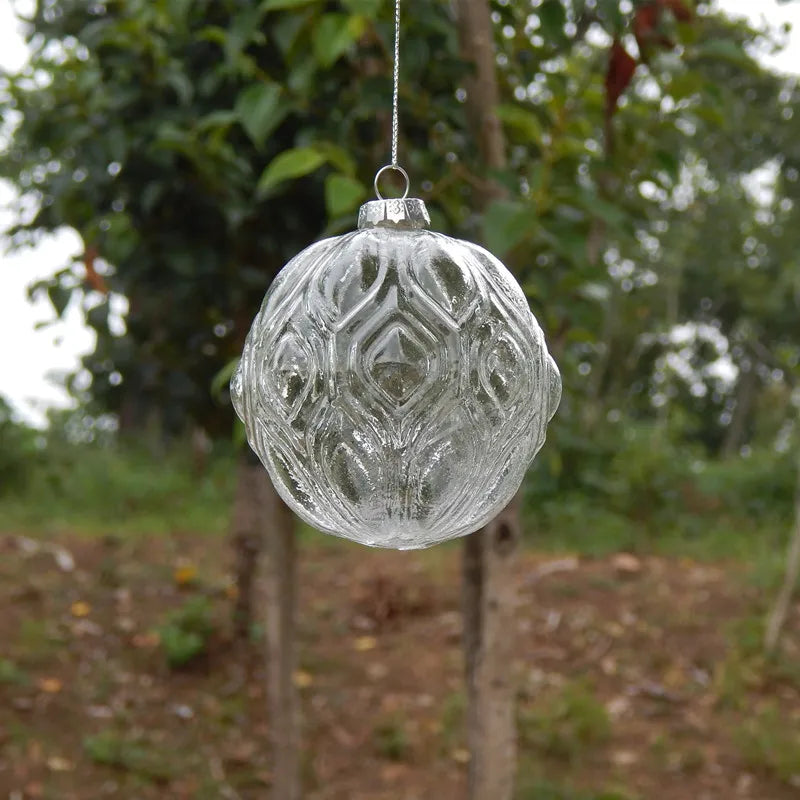 Ribbed Glass Christmas Drop Ornament - 14 - LOWZY