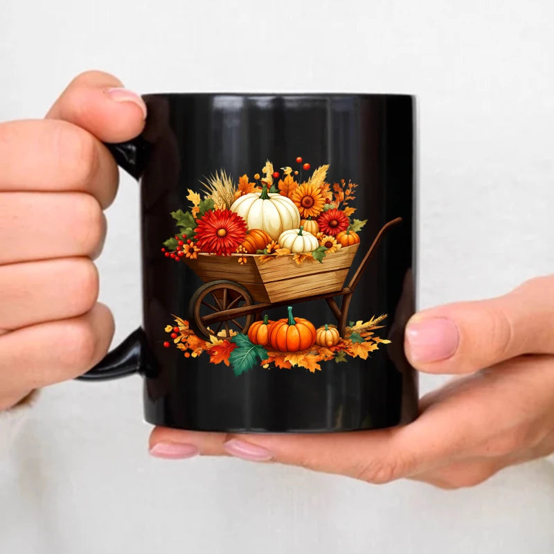 Autumn Harvest Ceramic Mug – Pumpkin Cart Design