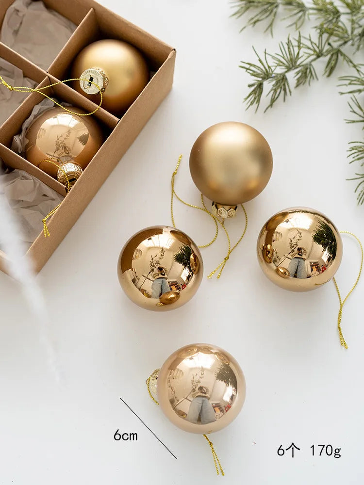 6cm Glass Christmas Baubles – 6 Pack - Color 7 (6pcs) - LOWZY