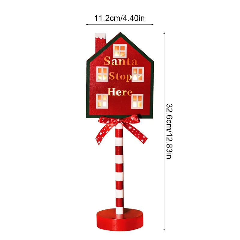 LED Santa Stop Here Street Sign - LOWZY