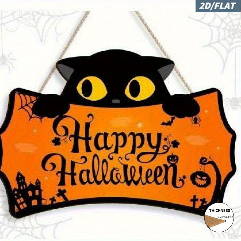 Wooden Halloween Bat Hanging Sign – 15 × 10cm