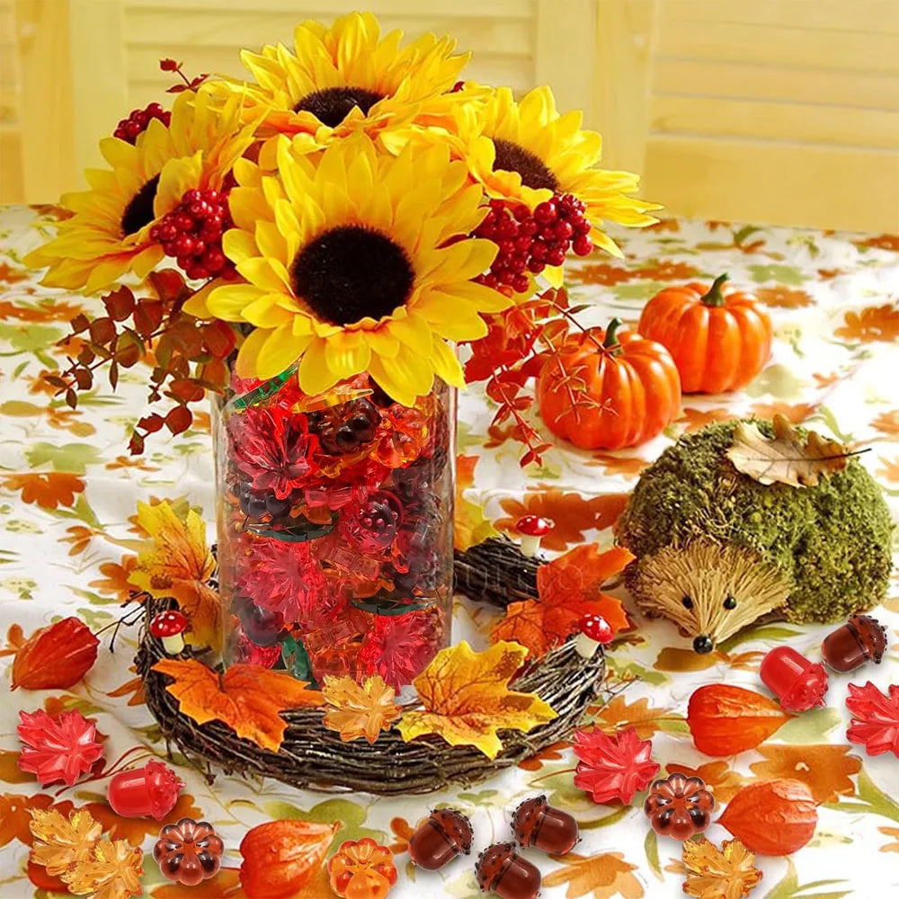 120-Piece Autumn Vase Filler – Pumpkins, Leaves & Acorns