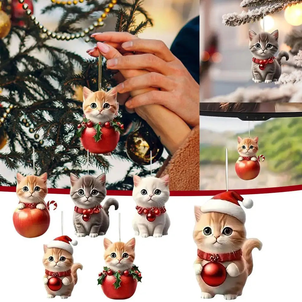Acrylic Cat Christmas Tree Ornament - LOWZY
