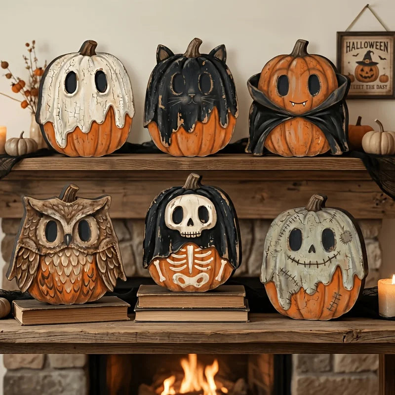 wooden Halloween character shelf block decoration