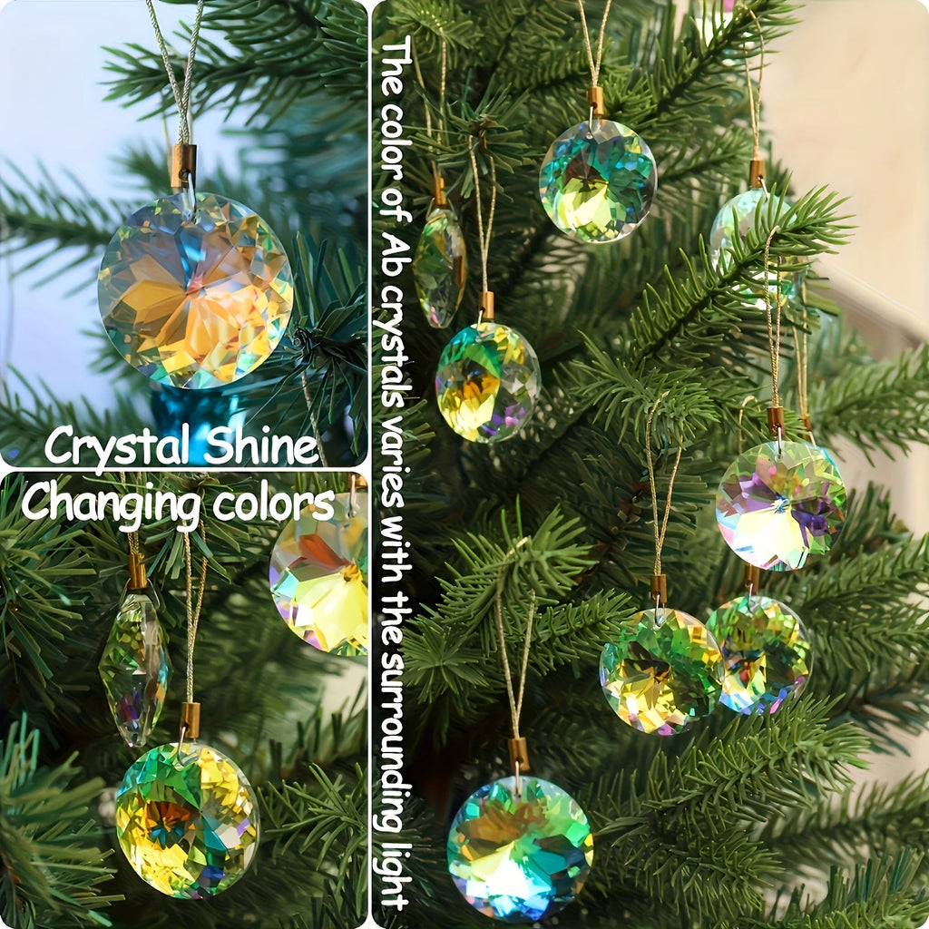 Iridescent Crystal Christmas Ornaments – 12 Pack - view 5 - LOWZY