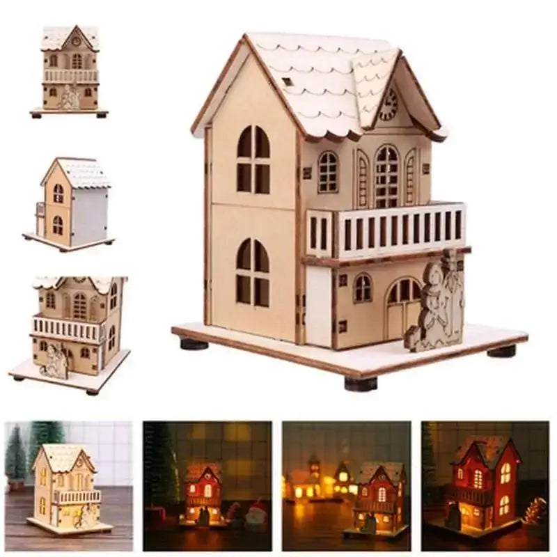LED Wooden Christmas House Ornament - LOWZY
