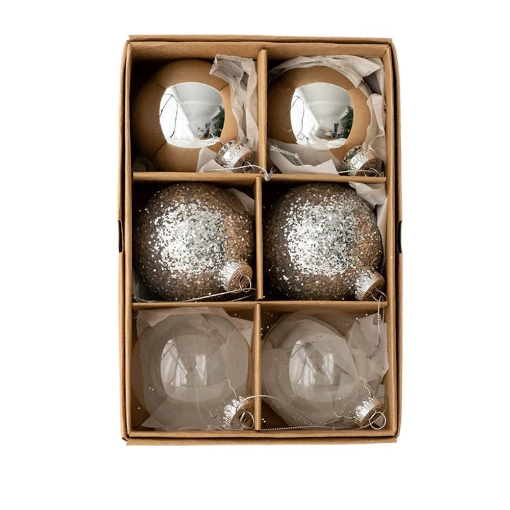 Painted Glass Christmas Baubles – 6 Pack - view 14 - LOWZY