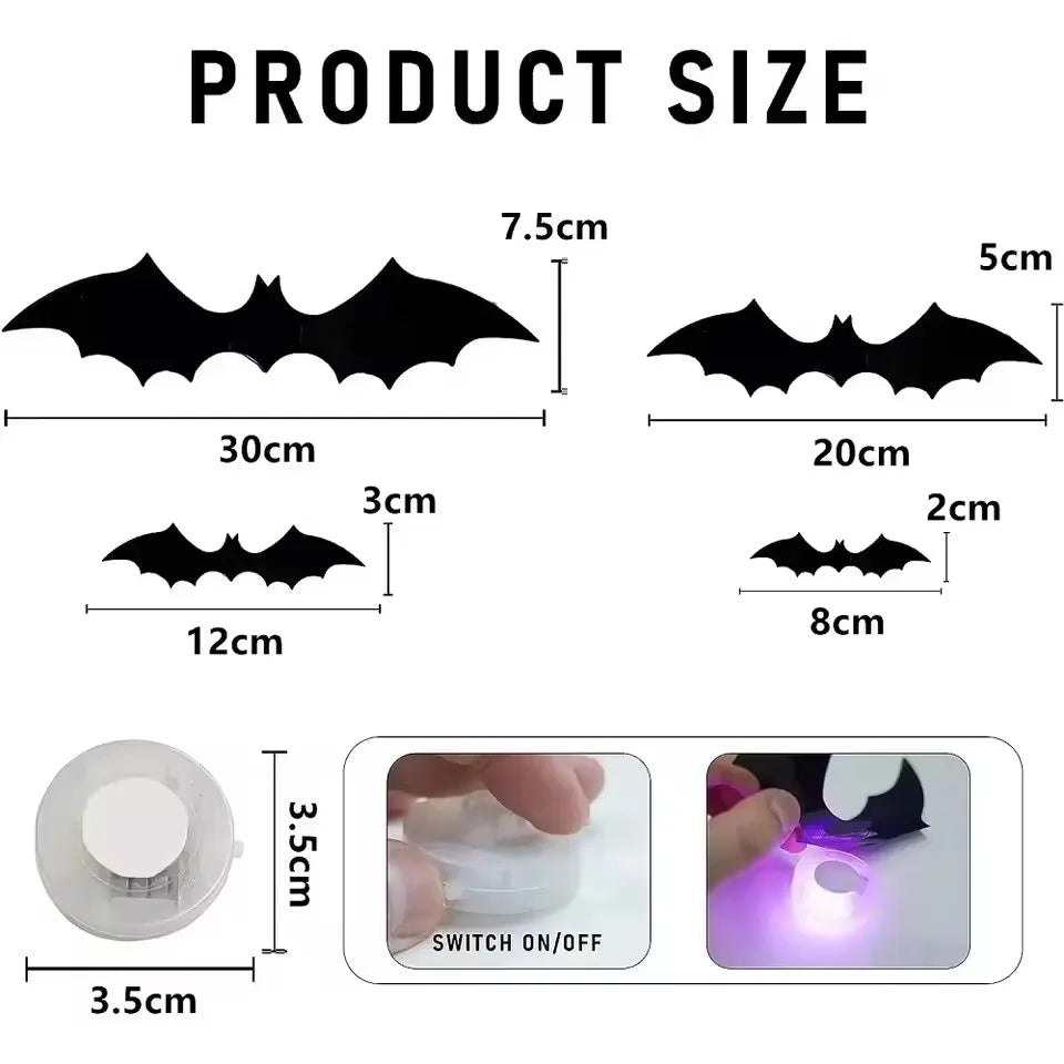 3D LED Bat Wall Lights – 12 to 48 Pieces – 12PCS